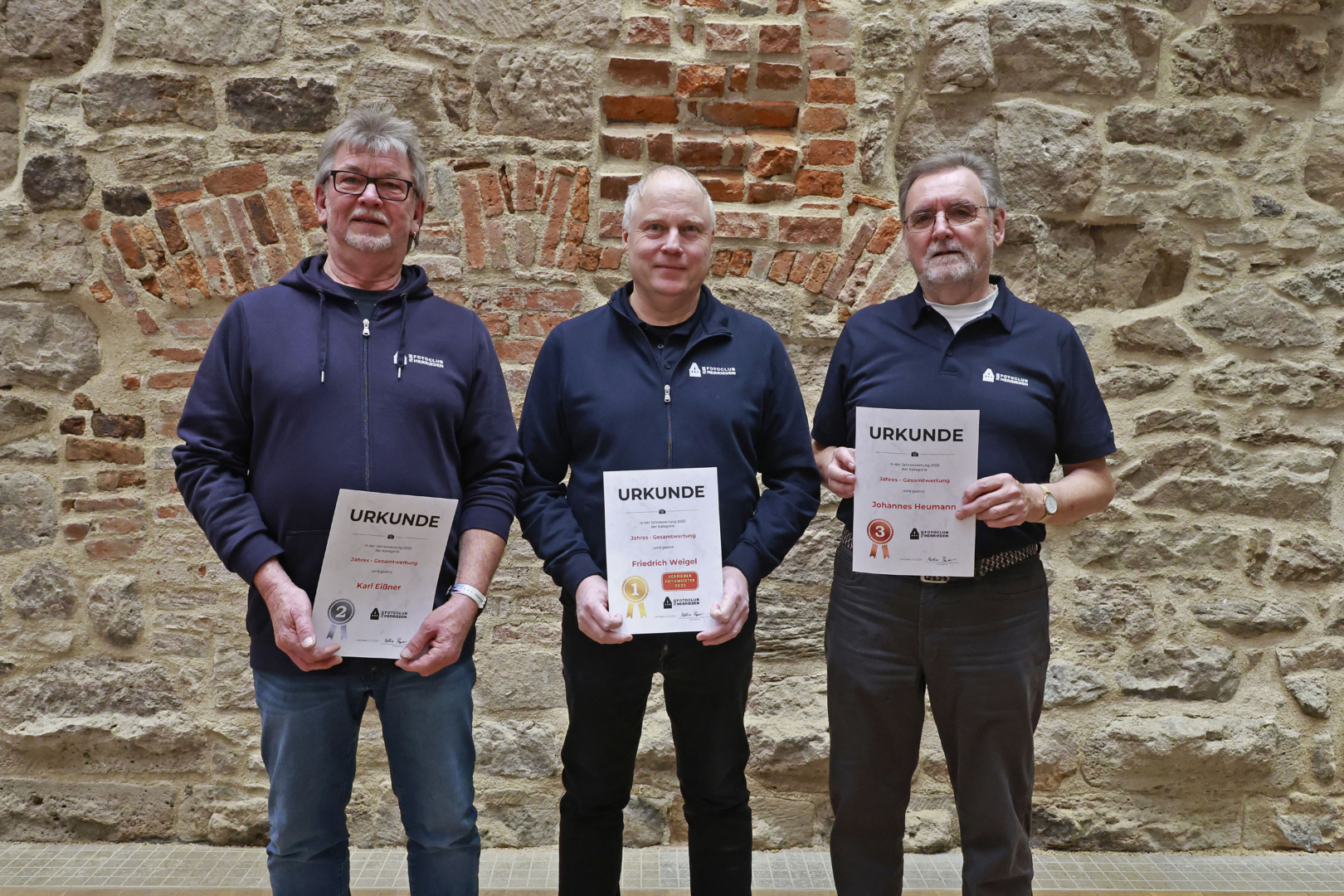 Von links: Karl Eißner (2. Platz), Friedrich Weigel (1. Platz), Johannes Heumann (3. Platz) - Jahresgesamtwertung